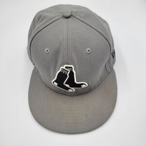 MLB New Era Grey Boston Red Sox Cap Fitted Hat 7 3/8